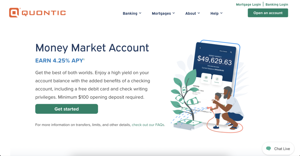 Quontic Bank high yield money market account