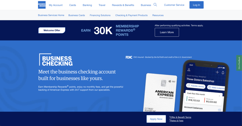 American Express Small Business Checking Account with APY