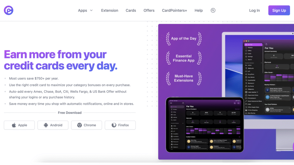 CardPointers Review: App and Extension for Credit Card Reward Tracking