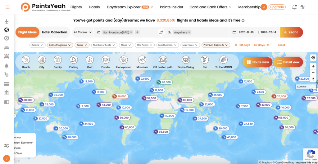 PointsYeah Daydream Explorer for Award Flight Search