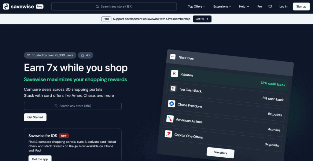 Savewise review - Cash back portals and card-linked offers, all in one click.